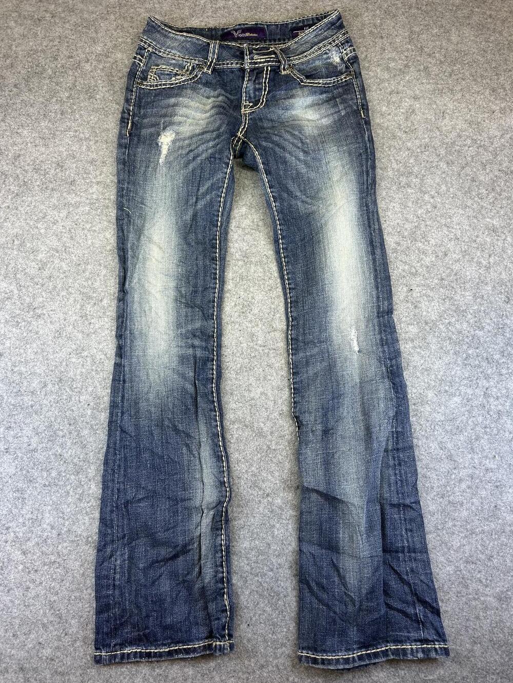 Vigoss Jeans Women Size 4 Bootcut Flare Dark Wash Y2K Low Rise Denim 24x29
